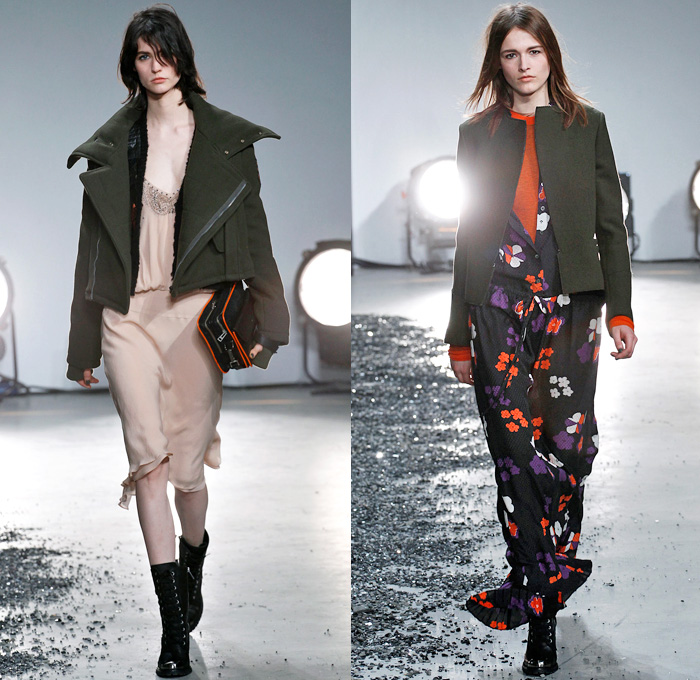 Zadig et Voltaire 2014-2015 Fall Autumn Winter Womens Runway Looks - Paris Fashion Week Prêt à Porter Défilés - Skinny Motorcycle Biker Rider Pants Jeans Flowers Florals Print Furry Outerwear Coat Shorts Leather Zipper Low V Neck Cardigan Knit Military Urban Cargo Pockets Sequins Lace Fringes Scarf Jogging Sweatpants Embellishments Jumpsuit Salopette Overalls Wide Leg Palazzo Pants Skirt Frock Dress Robe Wrap Sheer Chiffon Peekaboo Stripes Maxi Dress