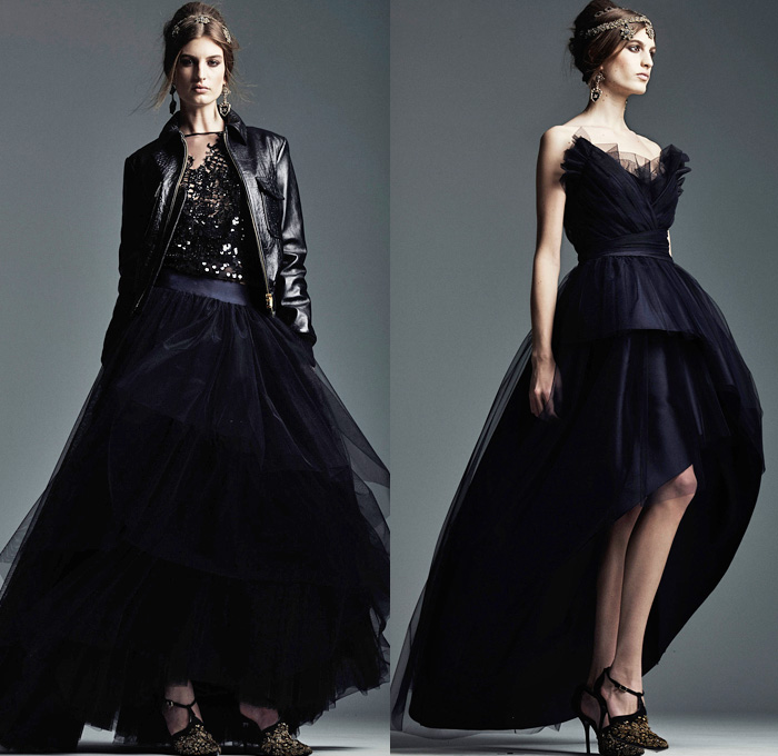 Alberta Ferretti 2014 Pre Fall Womens Lookbook Presentation - Pre Autumn Collection Looks - Denim Jeans Jacket Embroidery Emblem Wide Leg Palazzo Pants Flare Nautical Marine Silk Gold Outerwear Peacoat Trench Coat Seafoam Poseidon Lace Mesh Dress Croptop Midriff Sheer Chiffon Tulle Peek-a-Boo Sequins Drapery Ruffles: Designer Denim Jeans Fashion: Season Collections, Runways, Lookbooks and Linesheets