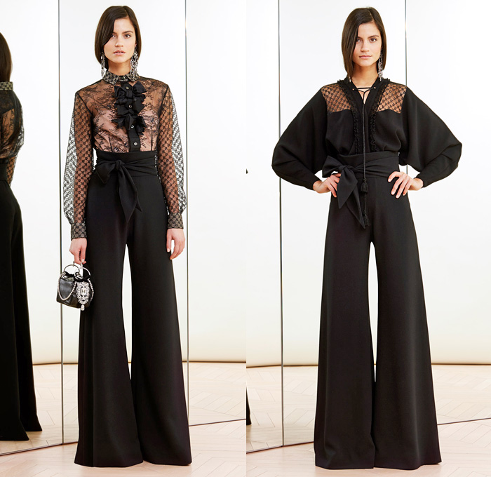 Alexis Mabille 2014 Pre Fall Womens Lookbook Presentation - Pre Autumn Collection Looks - Bow Tie Quilted Denim Jeans Sheer Chiffon Net Mesh Peekaboo Pantsuit Stripes Blazer Wrap Drapery Typography Tuxedo Jacket Riding Coat Nautical Cardigan Sweatpants Wide Leg Bell Bottom Flare Palazzo Pants Poodle Circle Skirt Shirtdress One Shoulder : Designer Denim Jeans Fashion: Season Collections, Runways, Lookbooks and Linesheets