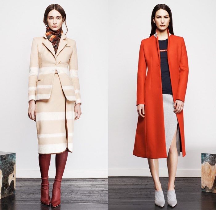 Altuzarra 2014 Pre Fall Womens Presentation - Pre Autumn Collection - Plaid Stripes Outerwear Coats Jackets Blazers Pencil Skirt High Side Slits Drapery Pleats: Designer Denim Jeans Fashion: Season Collections, Runways, Lookbooks and Linesheets