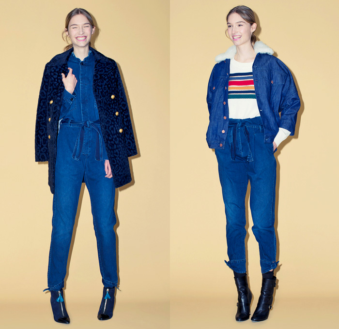 Band of Outsiders 2014 Pre Fall Womens Presentation - Pre Autumn Collection - Denim Jeans Lace Up Sash One Piece Onesie Jumpsuit Pantsuit Blazer Outerwear Coat Jogging Sweatpants Windowpane Check Flowers Floral Prints Hanging Sleeve: Designer Denim Jeans Fashion: Season Collections, Runways, Lookbooks and Linesheets