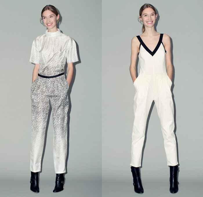 Band of Outsiders 2014 Pre Fall Womens Presentation - Pre Autumn Collection - Denim Jeans Lace Up Sash One Piece Onesie Jumpsuit Pantsuit Blazer Outerwear Coat Jogging Sweatpants Windowpane Check Flowers Floral Prints Hanging Sleeve: Designer Denim Jeans Fashion: Season Collections, Runways, Lookbooks and Linesheets