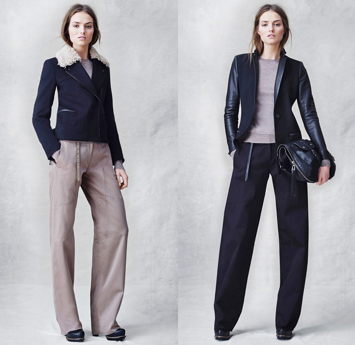 Belstaff 2014 Pre Fall Womens Presentation - Pre Autumn Collection - Motorcycle Biker Rider Ribbed Panel Jeans Multi-Panel Outerwear Coat Wide Leg Palazzo Pants Shirtdress Pantsuit Blazer Boots: Designer Denim Jeans Fashion: Season Collections, Runways, Lookbooks and Linesheets