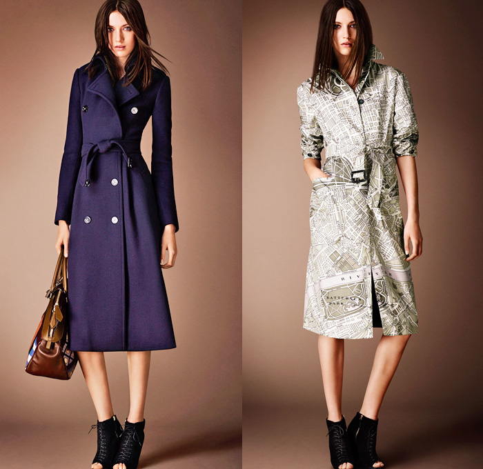 Burberry Prorsum 2014 Pre Fall Womens Presentation - Outerwear Coats Furry Jackets Embroidery Geometric Foliage Prints Lace Peek-A-Boo Dress Diamonds Metallic Map: Designer Denim Jeans Fashion: Season Collections, Runways, Lookbooks and Linesheets