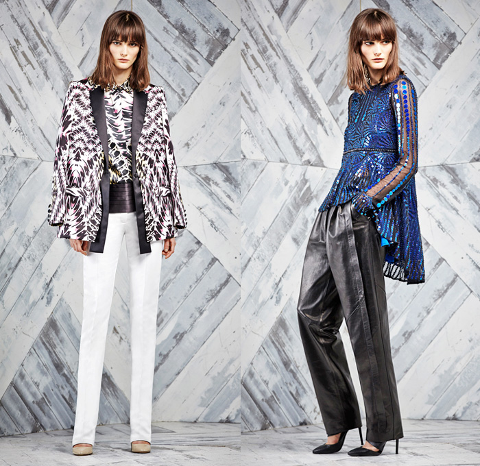 Just Cavalli 2014 Pre Fall Presentation - Pre Autumn - Arabesque Ethnic Folk Ornamental Animal Safari Cat Fur Reptile Snake Print Motifs Fractal Motorcycle Biker Grunge Colored Denim Skinny Jeans: Designer Denim Jeans Fashion: Season Collections, Runways, Lookbooks and Linesheets