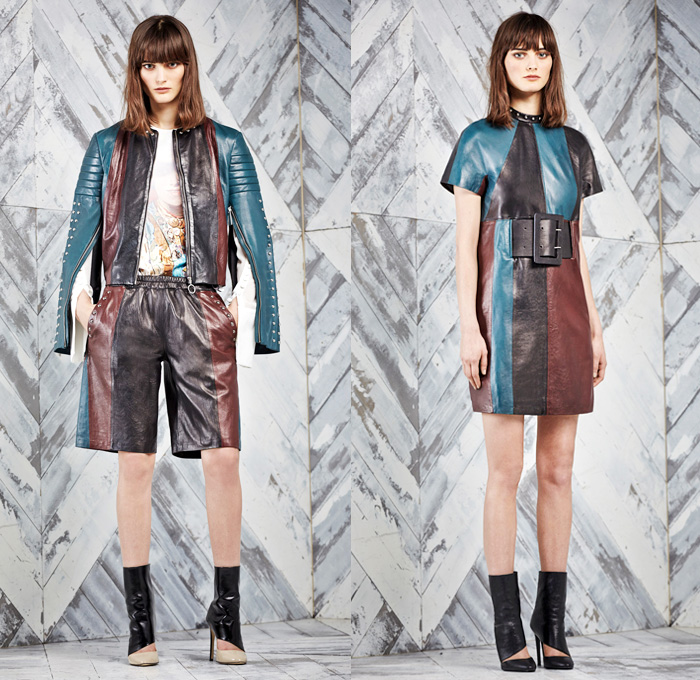 Just Cavalli 2014 Pre Fall Presentation - Pre Autumn - Arabesque Ethnic Folk Ornamental Animal Safari Cat Fur Reptile Snake Print Motifs Fractal Motorcycle Biker Grunge Colored Denim Skinny Jeans: Designer Denim Jeans Fashion: Season Collections, Runways, Lookbooks and Linesheets