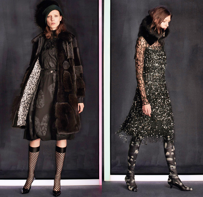 Louis Vuitton 2014 Pre Fall Womens Lookbook Presentation - Pre Autumn Collection Looks - Denim Jeans Railroad Stripes Engineer Camouflage Outerwear Trench Coat Furry Chunky Knit Poncho Parka Hanging Sleeve Boots Windowpane Check Wide Leg Palazzo Pants Flowers Floral Lace Bomber Jacket Mesh Sequins: Designer Denim Jeans Fashion: Season Collections, Runways, Lookbooks and Linesheets