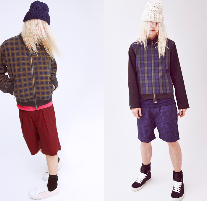 Marc by Marc Jacobs 2014 Pre Fall Mens Presentation - Pre Autumn Collection Looks - Retro Faded Denim Jeans Outerwear Parka Plaid Digital Prints Bomber Jacket Shorts Suit Eyes Knit Beanie Cap: Designer Denim Jeans Fashion: Season Collections, Runways, Lookbooks and Linesheets