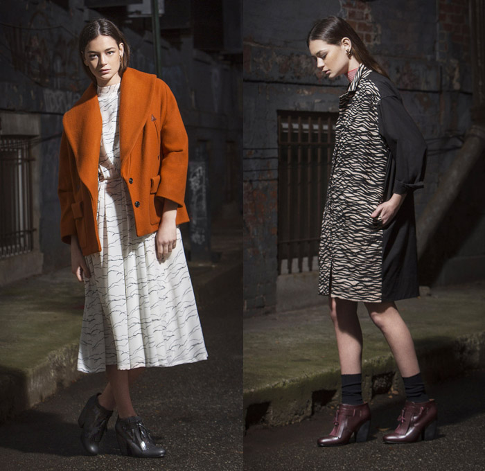 Rachel Comey 2014 Pre Fall Womens Presentation - Pre Autumn Collection Looks - Palazzo Pants Culottes Gauchos Wide Leg Trousers Dog Poodle Motif Print Leopard Ruffles Plaid Checks Tartan Shirtdress: Designer Denim Jeans Fashion: Season Collections, Runways, Lookbooks and Linesheets