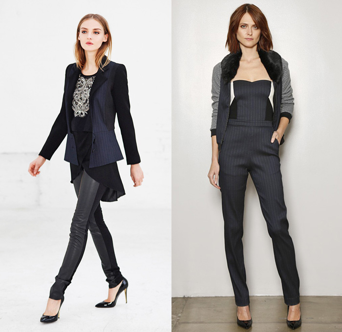 Sachin + Babi 2014 Pre Fall Womens Presentation - Pre Autumn Collection - Flowers Floral Skinny Leggings Crop Top Bandeau Blazer Fringes Jumpsuit Pinstripe Check Pattern Dress: Designer Denim Jeans Fashion: Season Collections, Runways, Lookbooks and Linesheets