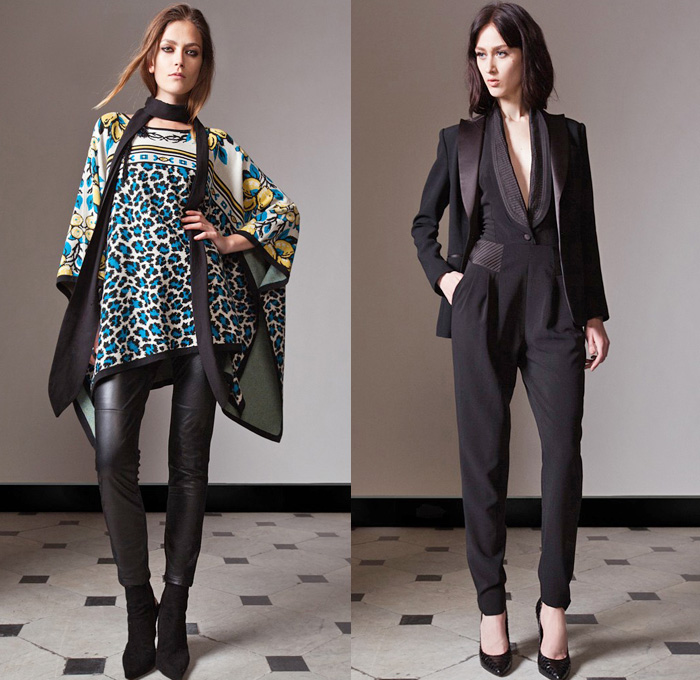 Alice by Temperley 2014 Pre Fall Womens Presentation - Pre Autumn Collection - Leather Skinny Biker Jeans Sheer Lace Chiffon Peek-A-Boo Jumpsuit Blazer Bow Tie Waffle Knit Fruits Lemon Leopard Prints Lattice Windowpane Leggings : Designer Denim Jeans Fashion: Season Collections, Runways, Lookbooks and Linesheets