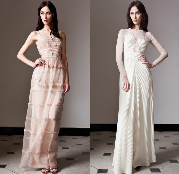 Temperley London 2014 Pre Fall Womens Presentation - Pre Autumn Collection - Leather Skinny Biker Jeans Sheer Chiffon Lace Peek-A-Boo Jumpsuit Wide Leg Trousers Flowers Floral Stained Glass Dresses: Designer Denim Jeans Fashion: Season Collections, Runways, Lookbooks and Linesheets