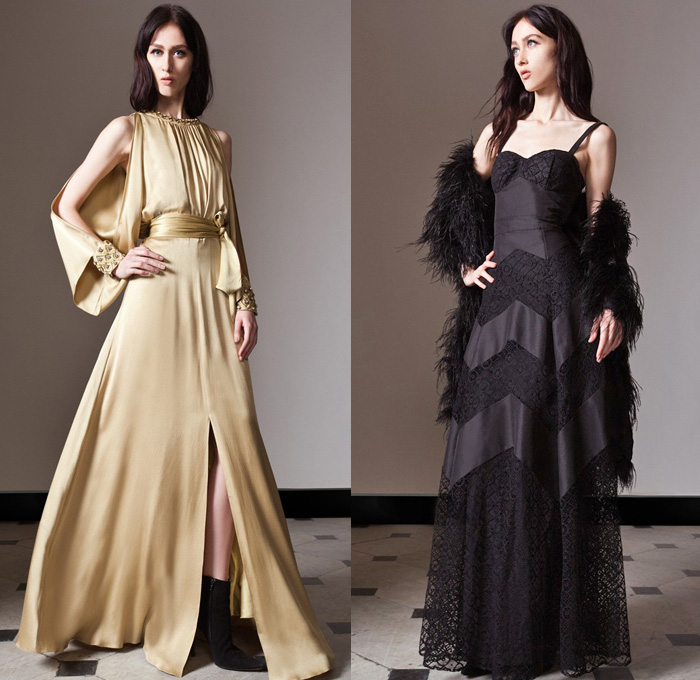 Temperley London 2014 Pre Fall Womens Presentation - Pre Autumn Collection - Leather Skinny Biker Jeans Sheer Chiffon Lace Peek-A-Boo Jumpsuit Wide Leg Trousers Flowers Floral Stained Glass Dresses: Designer Denim Jeans Fashion: Season Collections, Runways, Lookbooks and Linesheets