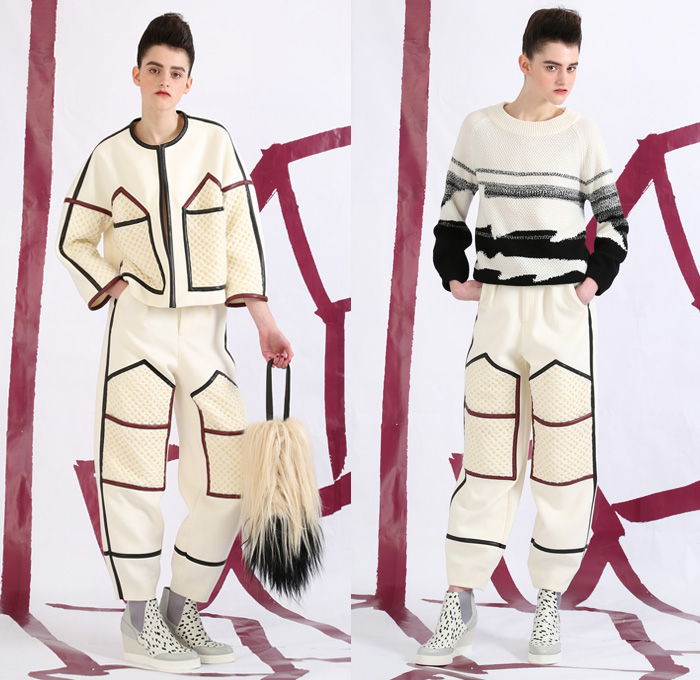 Tsumori Chisato 2014 Pre Fall Womens Lookbook Presentation - Pre Autumn Collection Looks - Prague Rooftops Fox Cobblestones Village Motif Print Graphic Palazzo Pants Wide Leg Waffle Knit Sweater Jumper Sheer Chiffon Peek-a-Boo Hanging Sleeve Cloak Cape Jogging Sweatpants Leggings Robe Poncho Crochet Lace Embroidery Outerwear Coat Jacket Coatdress Dress Circle Godet Poodle Skirt Bomber Jacket: Designer Denim Jeans Fashion: Season Collections, Runways, Lookbooks and Linesheets