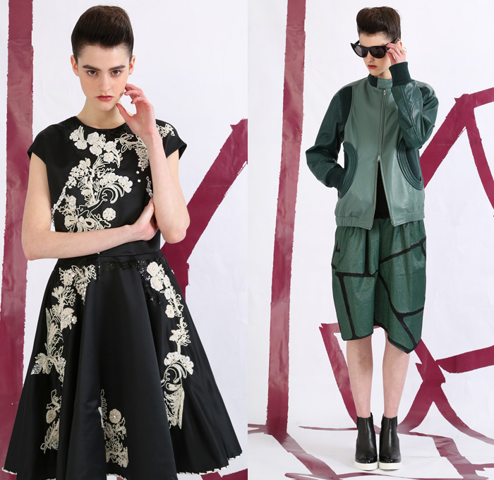 Tsumori Chisato 2014 Pre Fall Womens Lookbook Presentation - Pre Autumn Collection Looks - Prague Rooftops Fox Cobblestones Village Motif Print Graphic Palazzo Pants Wide Leg Waffle Knit Sweater Jumper Sheer Chiffon Peek-a-Boo Hanging Sleeve Cloak Cape Jogging Sweatpants Leggings Robe Poncho Crochet Lace Embroidery Outerwear Coat Jacket Coatdress Dress Circle Godet Poodle Skirt Bomber Jacket: Designer Denim Jeans Fashion: Season Collections, Runways, Lookbooks and Linesheets