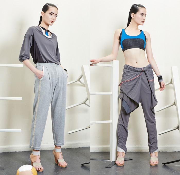 VPL Visible Panty Line 2014 Pre Fall Womens Presentation - Pre Autumn Collection Looks - Sporty Athletic Wear Sweatpants Jogging Leggings Crop Top Midriff Bandeau Top Track Suit Sweater Jumper Bomber Jacket Mesh Peek-A-Boo: Designer Denim Jeans Fashion: Season Collections, Runways, Lookbooks and Linesheets