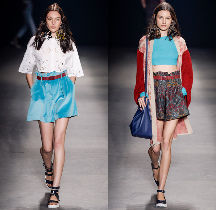 Oh, Boy! 2014 Winter Southern Hemisphere Womens Runway Collection - Fashion Rio Brazil Moda Brasileira - Inverno 2014 Mulheres Desfiles - Retro Post Punk 1990s Faded Denim Jeans Trousers High Waisted Crop Top Midriff Embellished Tassels Fringes Furry Paisley Print 3D Cutout Russian Ballet