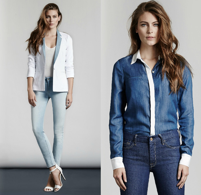 7 For All Mankind 2014 Spring Womens Lookbook Collection - Denim Printed Jeans Tuxedo Stripe Outerwear Jacket Shirt Skinny Ornamental Embroidery Flowers Florals Wide Leg Bell Bottom Flare Shorts Jorts: Designer Denim Jeans Fashion: Season Collections, Runways, Lookbooks and Linesheets