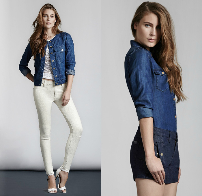 7 For All Mankind 2014 Spring Womens Lookbook Collection - Denim Printed Jeans Tuxedo Stripe Outerwear Jacket Shirt Skinny Ornamental Embroidery Flowers Florals Wide Leg Bell Bottom Flare Shorts Jorts: Designer Denim Jeans Fashion: Season Collections, Runways, Lookbooks and Linesheets