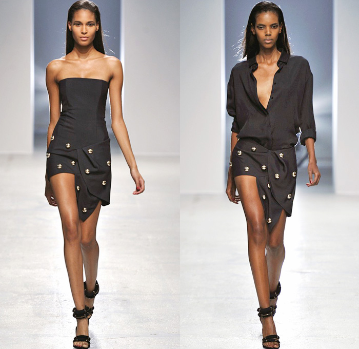 Anthony Vaccarello 2014 Spring Summer Womens Runway Collection - Paris Fashion Week - Mode à Paris - Acid Wash Tie-Dye Bleached Denim Jeans Jacket Skirt Handkerchief Pointed Hem Studded Lace Mesh Peek-A-Boo Romper: Designer Denim Jeans Fashion: Season Collections, Runways, Lookbooks and Linesheets