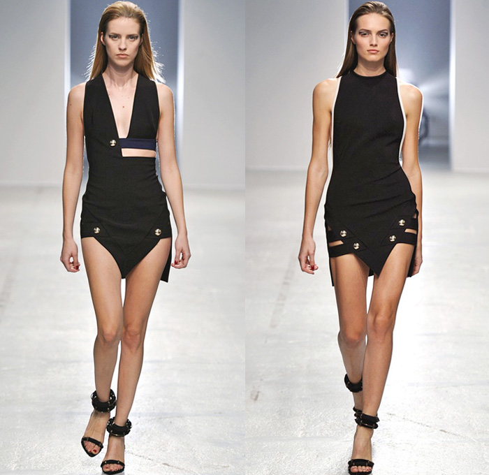 Anthony Vaccarello 2014 Spring Summer Womens Runway Collection - Paris Fashion Week - Mode à Paris - Acid Wash Tie-Dye Bleached Denim Jeans Jacket Skirt Handkerchief Pointed Hem Studded Lace Mesh Peek-A-Boo Romper: Designer Denim Jeans Fashion: Season Collections, Runways, Lookbooks and Linesheets