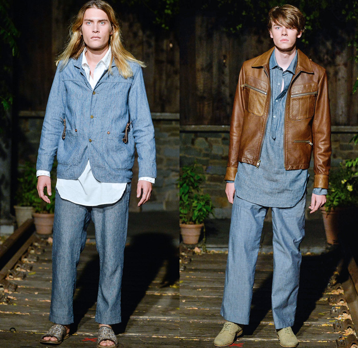 Billy Reid 2014 Spring Summer Mens Runway Collection - New York Fashion Week - Southern Style Outdoorsman Blazer Shorts Pseudo Denim Camo Floral Tunics Jackets: Designer Denim Jeans Fashion: Season Collections, Runways, Lookbooks and Linesheets