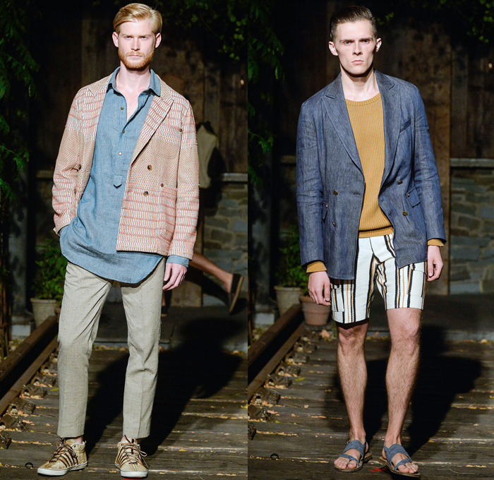 Billy Reid 2014 Spring Summer Mens Runway Collection - New York Fashion Week - Southern Style Outdoorsman Blazer Shorts Pseudo Denim Camo Floral Tunics Jackets: Designer Denim Jeans Fashion: Season Collections, Runways, Lookbooks and Linesheets