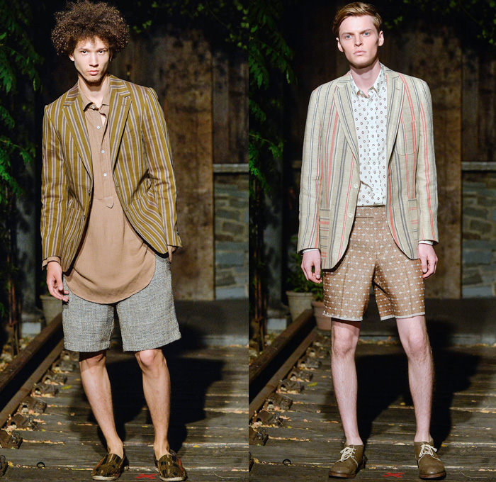 Billy Reid 2014 Spring Summer Mens Runway Collection - New York Fashion Week - Southern Style Outdoorsman Blazer Shorts Pseudo Denim Camo Floral Tunics Jackets: Designer Denim Jeans Fashion: Season Collections, Runways, Lookbooks and Linesheets