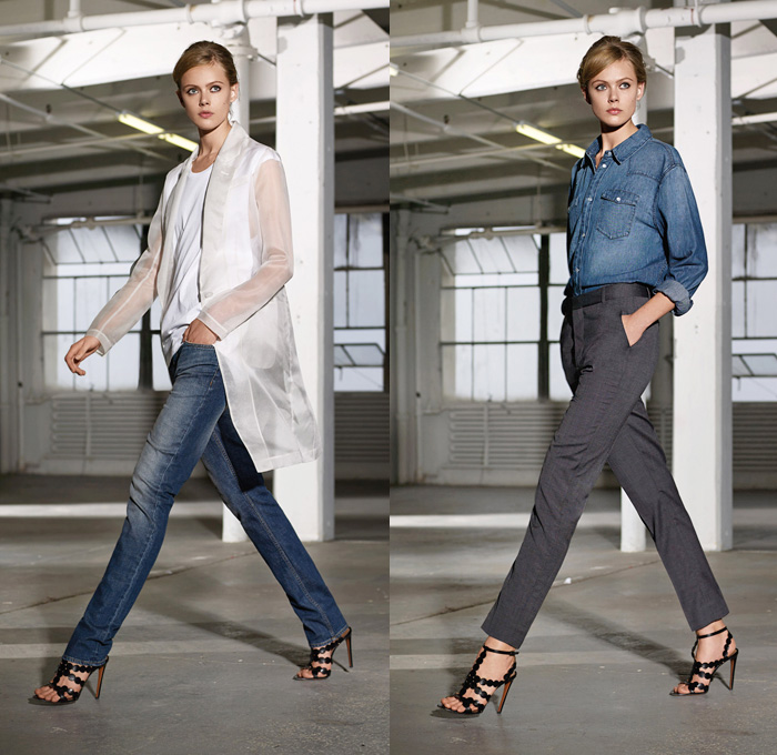 BLK DNM 2014 Spring Womens Lookbook Presentation - New York Fashion Week - BLK DNM by Johan Lindeberg - Denim Jeans Motorcycle Biker Panels Sheer Peek-A-Boo Fabrics Word Art: Designer Denim Jeans Fashion: Season Collections, Runways, Lookbooks and Linesheets