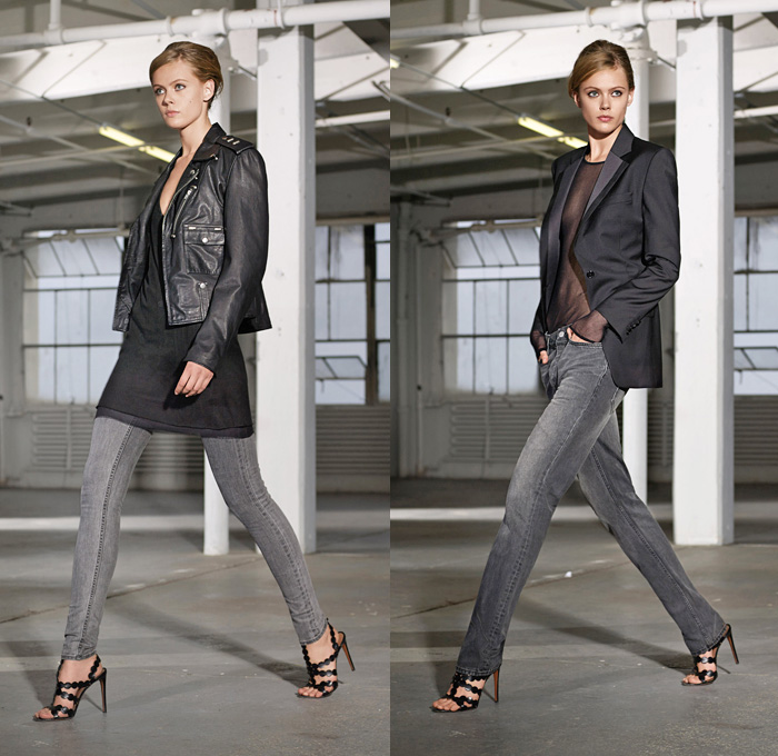 BLK DNM 2014 Spring Womens Lookbook Presentation - New York Fashion Week - BLK DNM by Johan Lindeberg - Denim Jeans Motorcycle Biker Panels Sheer Peek-A-Boo Fabrics Word Art: Designer Denim Jeans Fashion: Season Collections, Runways, Lookbooks and Linesheets