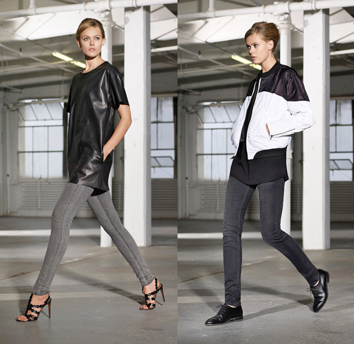 BLK DNM 2014 Spring Womens Lookbook Presentation - New York Fashion Week - BLK DNM by Johan Lindeberg - Denim Jeans Motorcycle Biker Panels Sheer Peek-A-Boo Fabrics Word Art: Designer Denim Jeans Fashion: Season Collections, Runways, Lookbooks and Linesheets