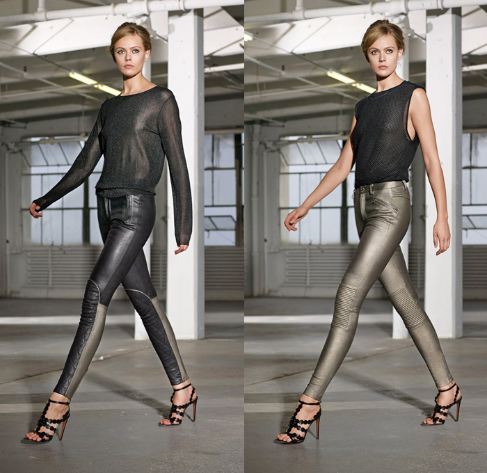 BLK DNM 2014 Spring Womens Lookbook Presentation - New York Fashion Week - BLK DNM by Johan Lindeberg - Denim Jeans Motorcycle Biker Panels Sheer Peek-A-Boo Fabrics Word Art: Designer Denim Jeans Fashion: Season Collections, Runways, Lookbooks and Linesheets