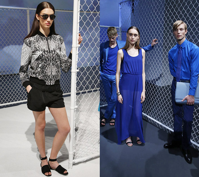 Calvin Klein 2014 Spring Presentation - Mens Womens Fashion - Urban Athletic Sporty Retro Faded Denim Jeans Mesh Peek-A-Boo Minimal Reptile Snake Print Dazzling Blue: Designer Denim Jeans Fashion: Season Collections, Runways, Lookbooks and Linesheets