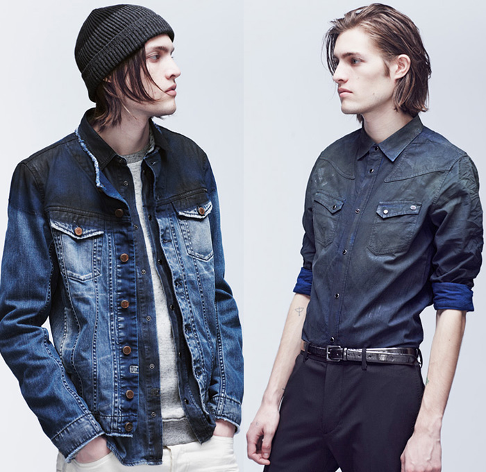 Diesel 2014 Spring Summer Mens Preview Lookbook Collection - Vintage Denim Jeans Collarless Jacket Ombre Fade Coated Waxed Blazer One Piece Overalls Bib and Brace Jumpsuit Outerwear Parka Coat: Designer Denim Jeans Fashion: Season Collections, Runways, Lookbooks and Linesheets