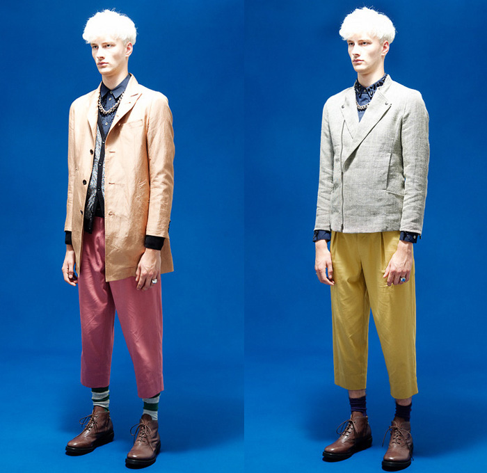 Diet Butcher Slim Skin 2014 Spring Mens Presentation - Metal Burger Japan - Dapper Blazers Denim Jeans Jacket One Piece Jumpsuit Boiler Suit Military Mesh Holes Ornamental Cropped Pants: Designer Denim Jeans Fashion: Season Collections, Runways, Lookbooks and Linesheets