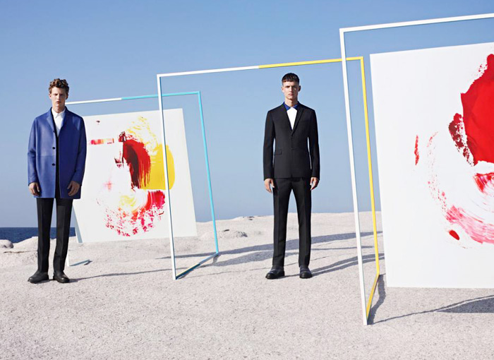 Dior Homme 2014 Spring Mens Pre Collection - Painter's Canvas Brushstrokes Smudges Splatters Artwork Minimal Blazer Coat Shorts: Designer Denim Jeans Fashion: Season Collections, Runways, Lookbooks and Linesheets