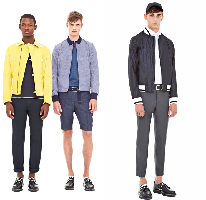 DKNY 2014 Spring Summer Mens Presentation - New York Fashion Week - White Chinos Blazers Shorts Parka Bomber Varsity Biker Jackets: Designer Denim Jeans Fashion: Season Collections, Runways, Lookbooks and Linesheets