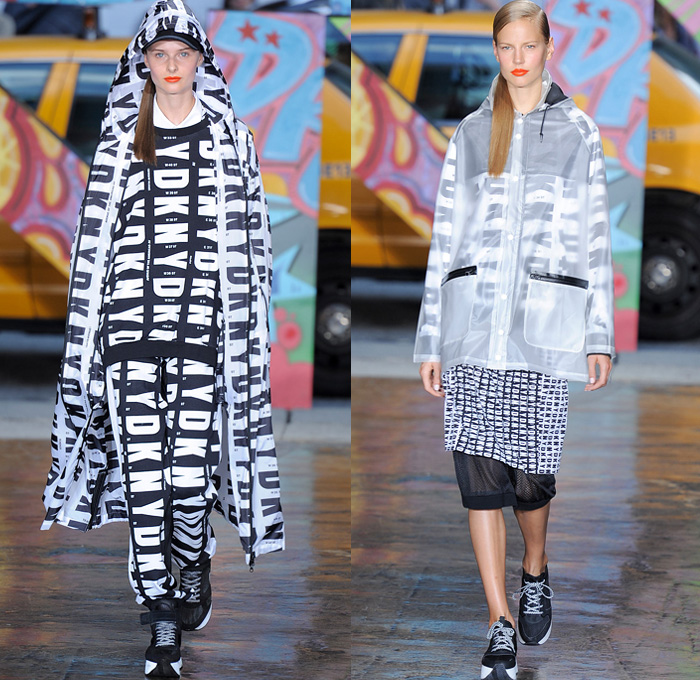 DKNY 2014 Spring Summer Womens Runway Collection - New York Fashion Week - Denim Jeans Overalls Patchwork Oversized Coats Parkas Pastels Sportswear Streetwear Biker: Designer Denim Jeans Fashion: Season Collections, Runways, Lookbooks and Linesheets