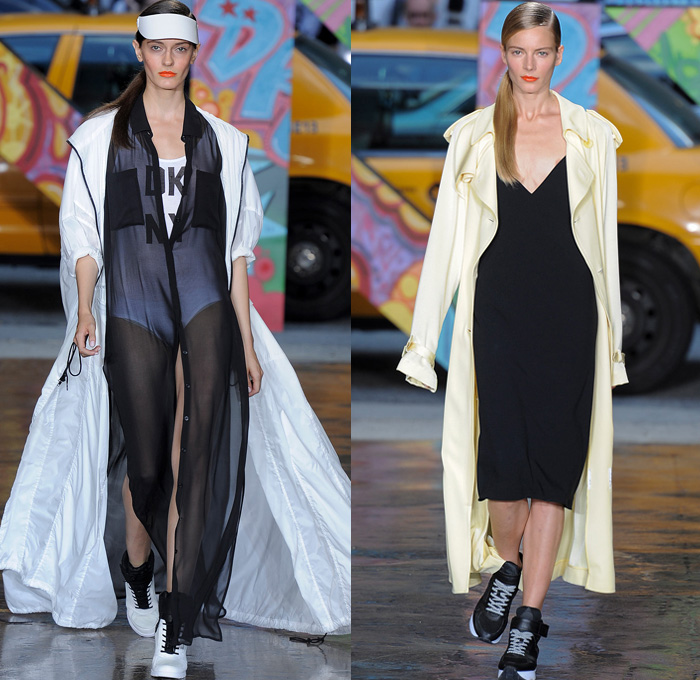 DKNY 2014 Spring Summer Womens Runway Collection - New York Fashion Week - Denim Jeans Overalls Patchwork Oversized Coats Parkas Pastels Sportswear Streetwear Biker: Designer Denim Jeans Fashion: Season Collections, Runways, Lookbooks and Linesheets