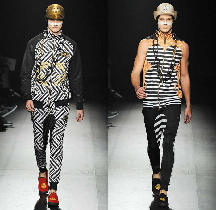 DRESSCAMP 2014 Spring Summer Mens Runway Collection - Mercedes-Benz Fashion Week Tokyo Japan Toshikazu Iwaya - Streetwear Denim Jeans Coat Fringes Animal Leopard Cheetah Zebra Safari Smiley Face Bloody Nose Baroque Print Reptile Alligator Chains Shorts Rompers Sporty Sweatpants: Designer Denim Jeans Fashion: Season Collections, Runways, Lookbooks and Linesheets