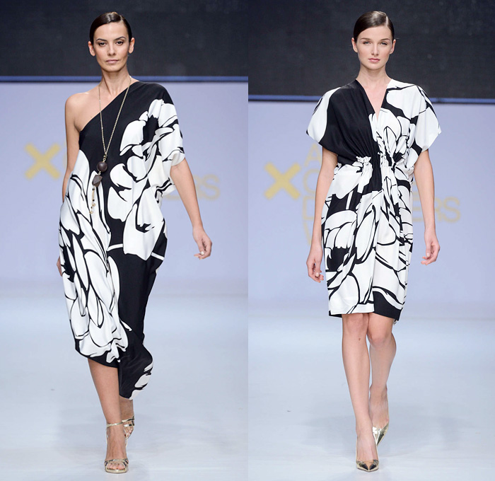 Escada 2014 Spring Summer Womens Runway Collection - Athens Xclusive Designers Week Greece - One Piece Jumpsuit Playsuit Animal Safari Print Motif Zebra Flowers Florals Lace Dress Tunic Robe 3D Cutout Perforated Design: Designer Denim Jeans Fashion: Season Collections, Runways, Lookbooks and Linesheets