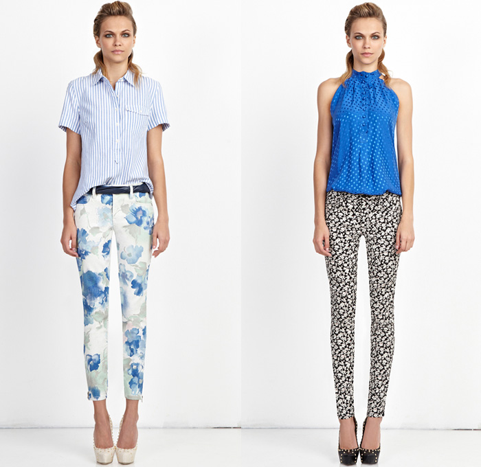 Genetic Denim 2014 Pre Spring Womens Lookbook Collection - 2014 Cruise Resort - Skinny Boyfriend Denim Jeans Flowers Floral Print Nautical Stripes Cutoffs Shorts Shirt Quilted Vest: Designer Denim Jeans Fashion: Season Collections, Runways, Lookbooks and Linesheets