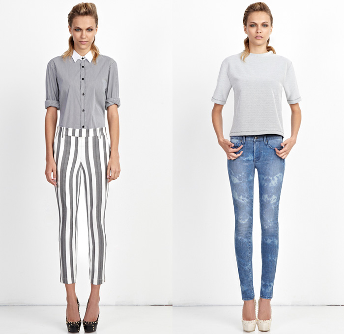 Genetic Denim 2014 Pre Spring Womens Lookbook Collection - 2014 Cruise Resort - Skinny Boyfriend Denim Jeans Flowers Floral Print Nautical Stripes Cutoffs Shorts Shirt Quilted Vest: Designer Denim Jeans Fashion: Season Collections, Runways, Lookbooks and Linesheets