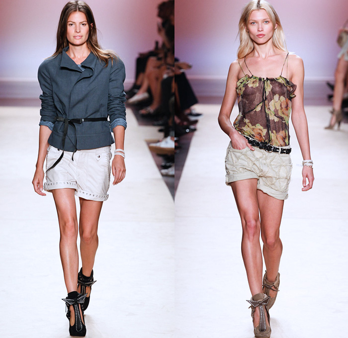 Isabel Marant 2014 Spring Summer Womens Runway Collection - Paris Fashion Week - Mode à Paris - Denim Jeans Cutoffs Shorts Patchwork Sheer Chiffon Lace Ruffles Dresses Blazers Cropped Leather Pants Sequin Embroidery Peek-A-Boo Mesh Bohemian: Designer Denim Jeans Fashion: Season Collections, Runways, Lookbooks and Linesheets