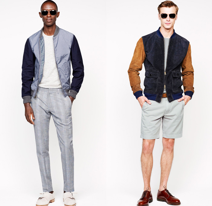 J.Crew 2014 Spring Mens Presentation - New York Fashion Week - Workwear Denim Jeans Trousers Bomber Varsity Jackets Sportcoat Blazer Cargo Shorts Chinos Parka: Designer Denim Jeans Fashion: Season Collections, Runways, Lookbooks and Linesheets