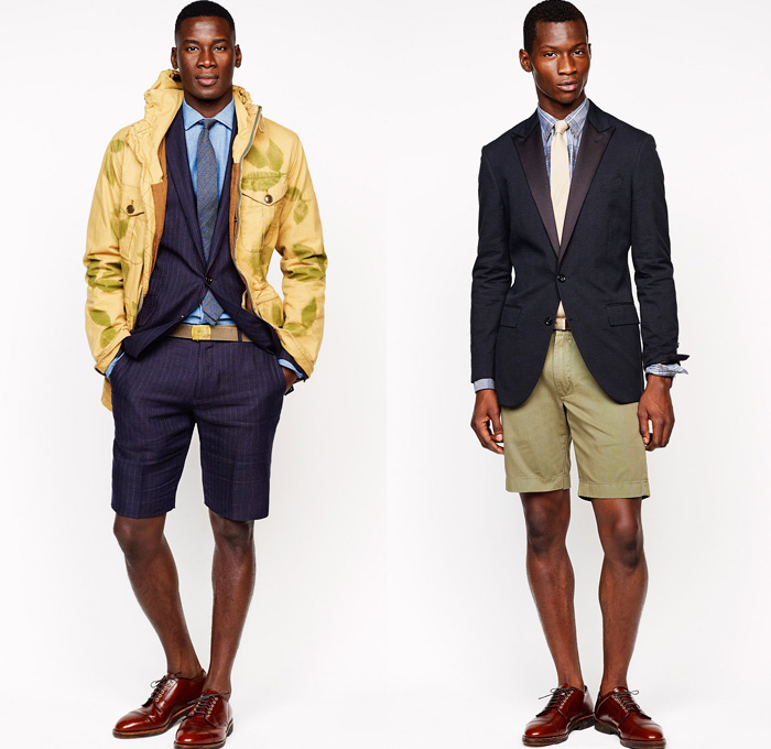 J.Crew 2014 Spring Mens Presentation - New York Fashion Week - Workwear Denim Jeans Trousers Bomber Varsity Jackets Sportcoat Blazer Cargo Shorts Chinos Parka: Designer Denim Jeans Fashion: Season Collections, Runways, Lookbooks and Linesheets