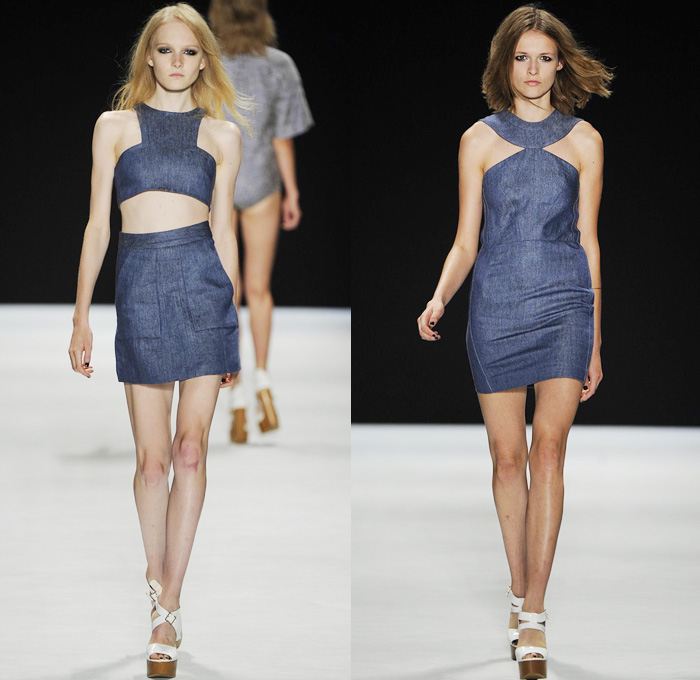 Jill Stuart 2014 Spring Summer Womens Runway Collection - New York Fashion Week - Denim Dresses Caftan Lace Embroidery Embellished Florals Skirts Sheer Peek-A-Boo Stripes: Designer Denim Jeans Fashion: Season Collections, Runways, Lookbooks and Linesheets