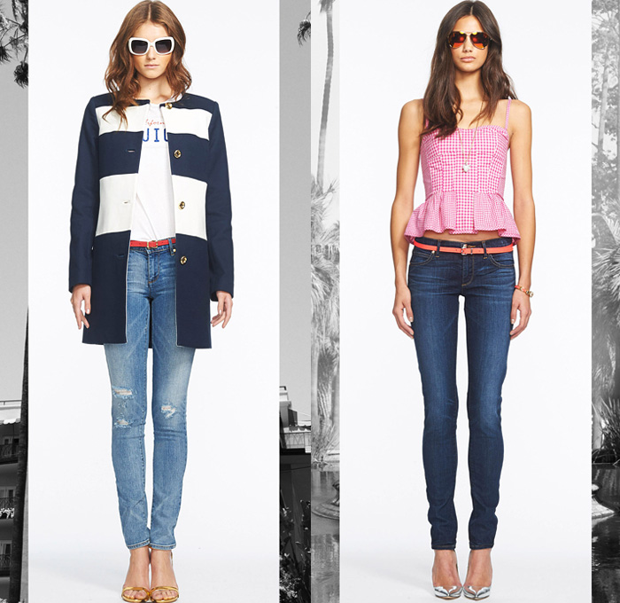 Juicy Couture 2014 Spring Womens Presentation in New York - Denim Skinny Jeans Trousers Trucker Jacket Flowers Florals Print Animal Safari Leopard Cheetah Dice Peplum Sportswear Sweatpants Motorcycle Biker Nautical Stripes: Designer Denim Jeans Fashion: Season Collections, Runways, Lookbooks and Linesheets