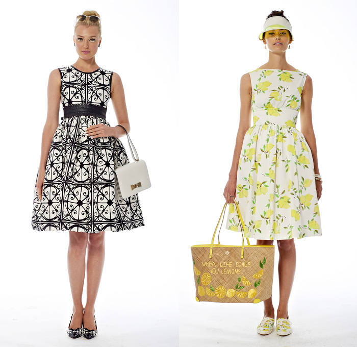 Kate Spade 2014 Spring Womens Presentation - New York Fashion Week - Windowpane Checks Abstract Florals Fruits Lemons Print Patterns: Designer Denim Jeans Fashion: Season Collections, Runways, Lookbooks and Linesheets