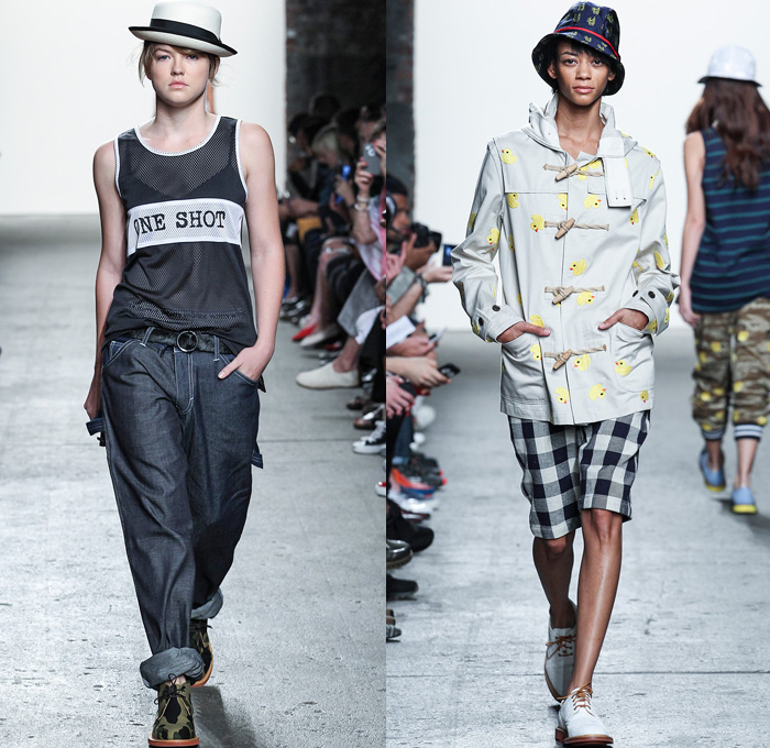 Mark McNairy New Amsterdam 2014 Spring Summer Womens Runway Collection - New York Fashion Week - Rubber Duckie Camouflage Plaids Nautical Jackets Parkas Overalls: Designer Denim Jeans Fashion: Season Collections, Runways, Lookbooks and Linesheets